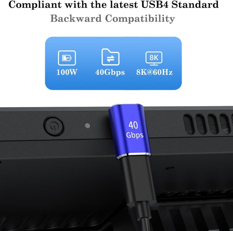 AuviPal محول USB C بزاوية 90 درجة (عبوة 2)، زاوية ليمين ويسار شكل L موصل USB نوع C ذكر إلى أنثى لجهاز Steam Deck، ROG Ally، MacBook، جهاز لوحي، هاتف والمزيد - أزرق - Image 4